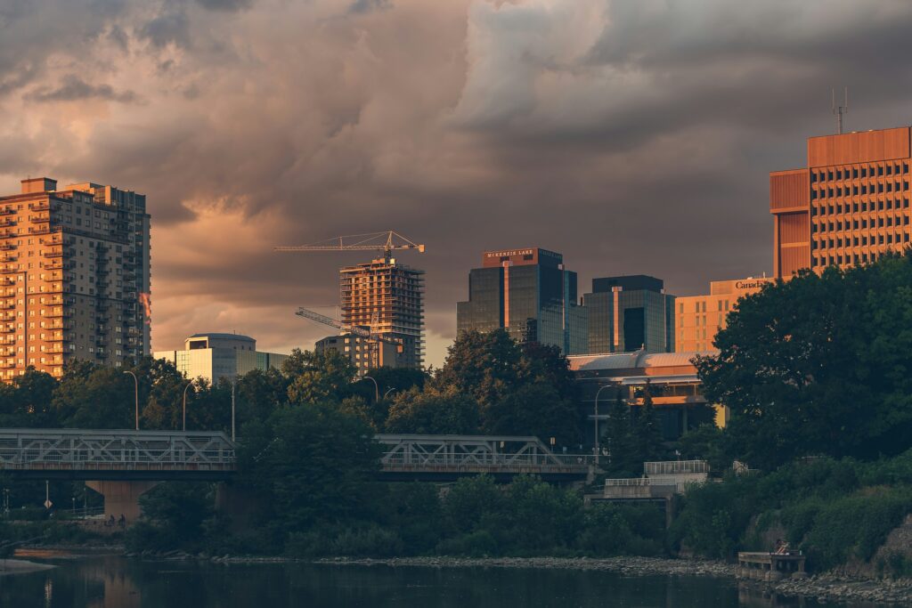 London, Ontario city skyline and office buildings, representing FYI Private Investigators’ trusted services in London and surrounding areas